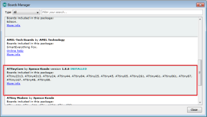 Arduino Board Manager with attiny core